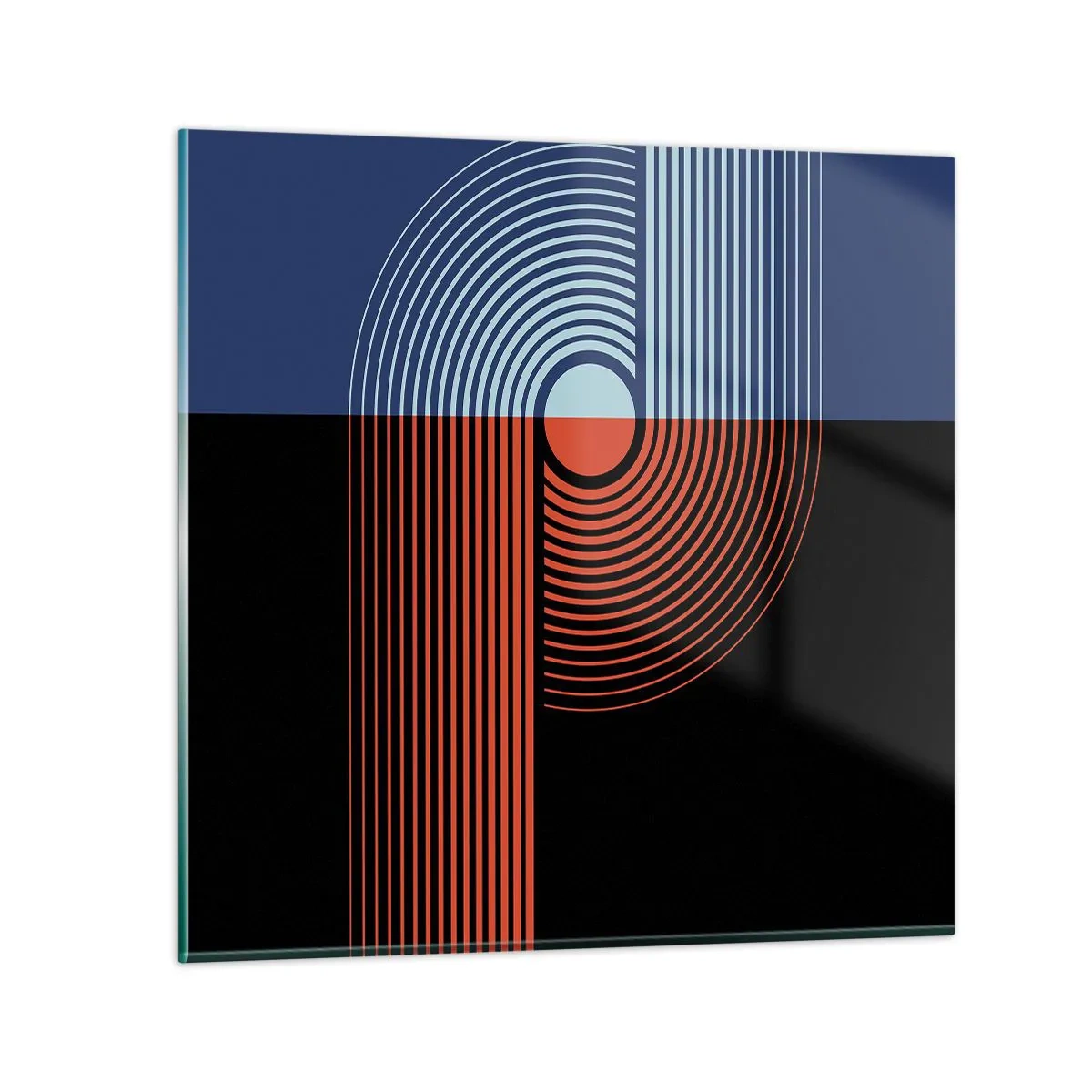 Cuadro sobre vidrio - Impresiones sobre Vidrio - En un abrazo geométrico - 50x50 cm