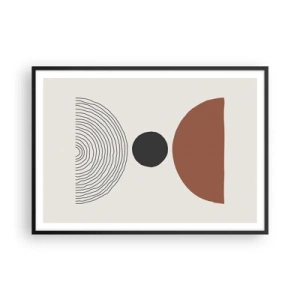 Póster en marco negro - Figuras geométricas abstractas en colores cálidos. - 100x70cm - En el centro de la atención - Decoración de pared moderna para salón y dormitorio ARTTOR