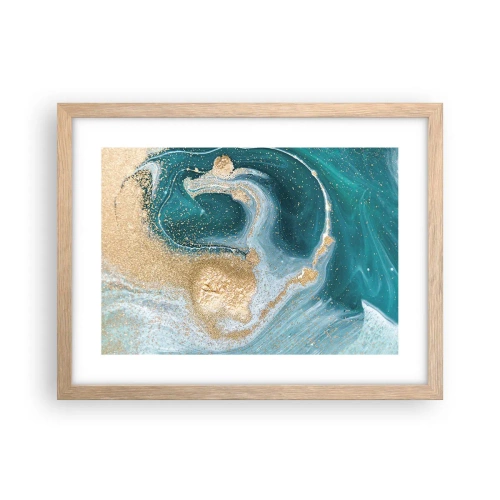 Póster en marco roble claro - Un remolino de oro y turquesa - 40x30 cm