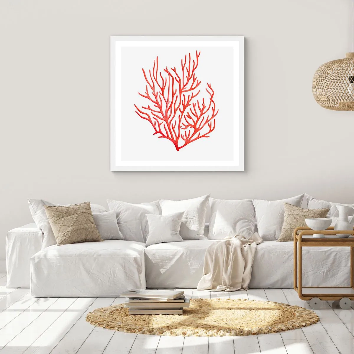 Póster en marco blanco - Filigrana de coral - 30x30 cm