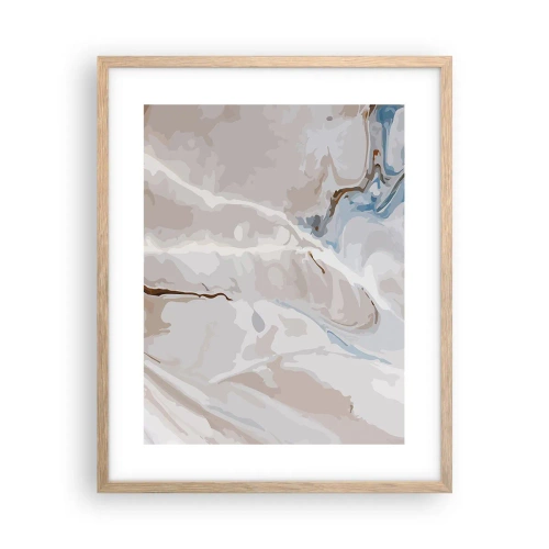 Póster en marco roble claro - El azul serpentea por el blanco - 40x50 cm