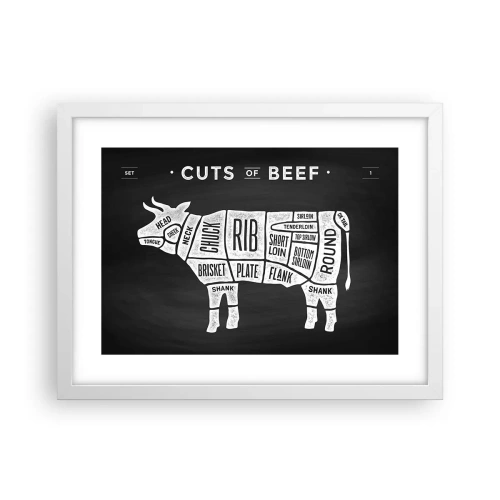 Póster en marco blanco - Manual del carnicero - 40x30 cm