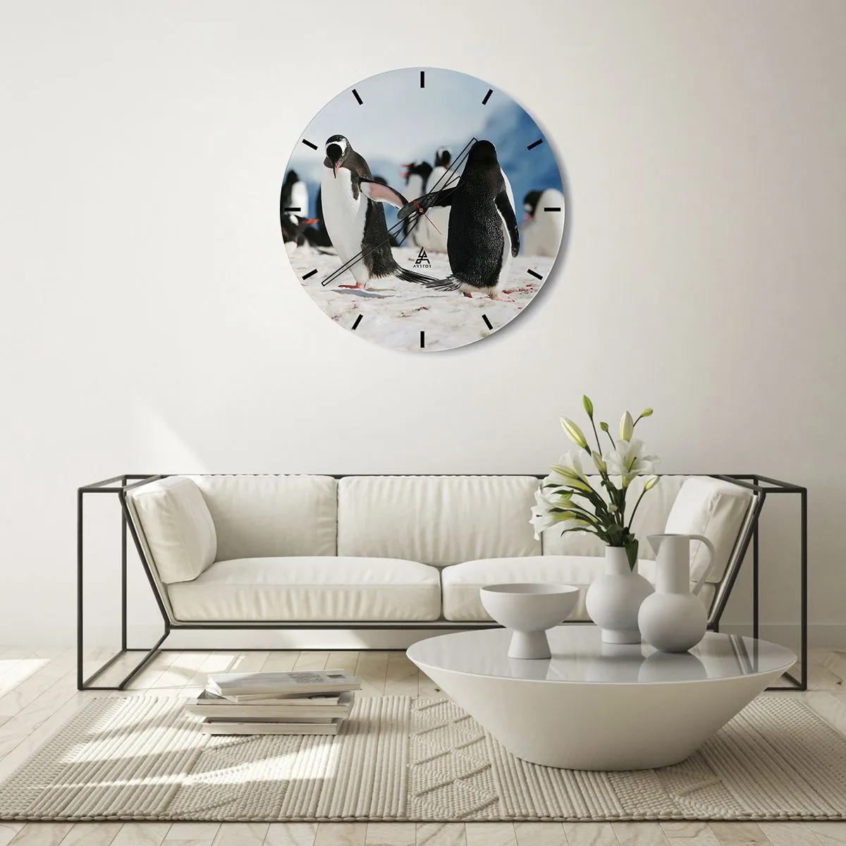 Reloj de pared - Reloj de vidrio - Bailando en la nieve - 30x30 cm