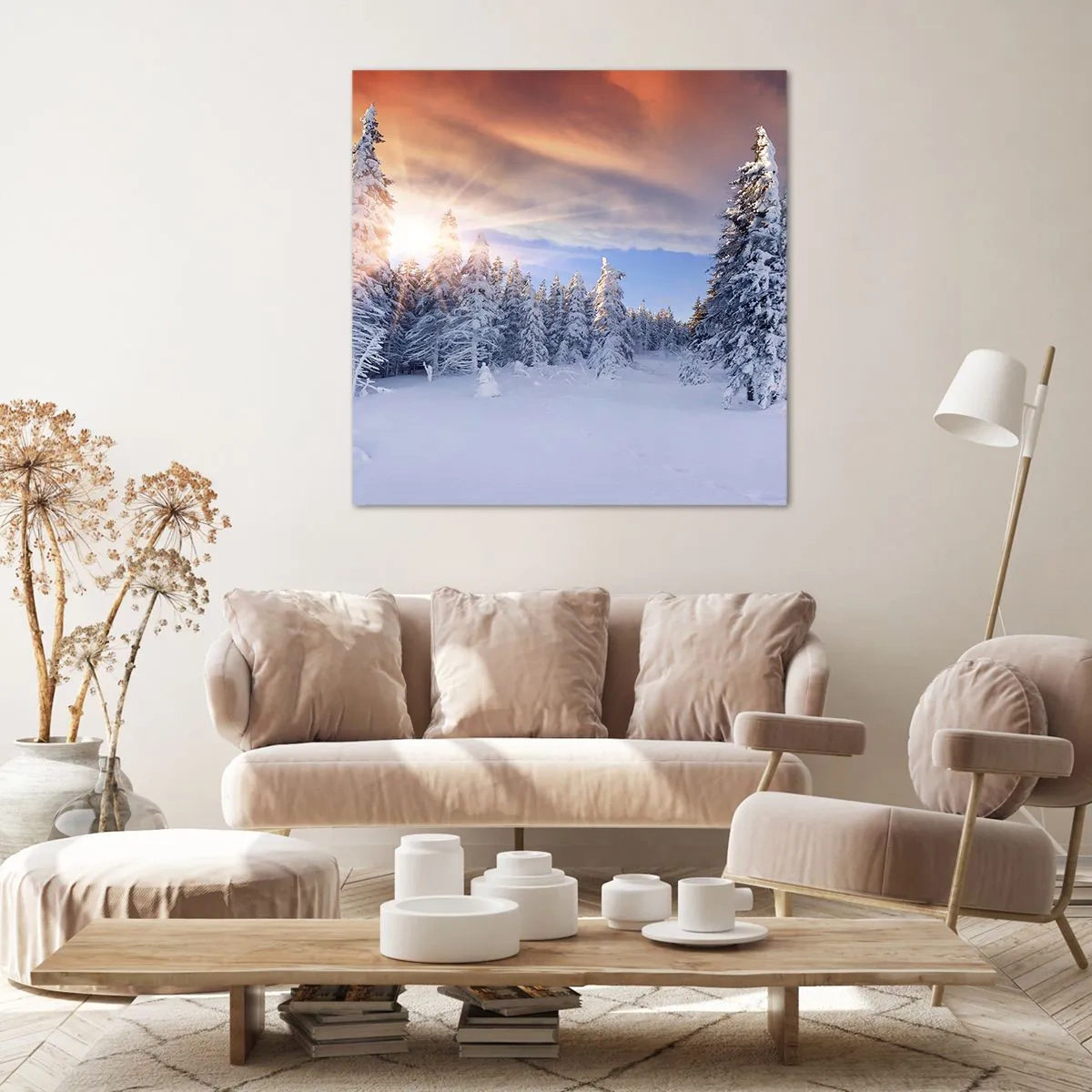 Cuadro sobre lienzo - Impresión de Imagen - Un espectáculo de naturaleza nevada - 40x40 cm