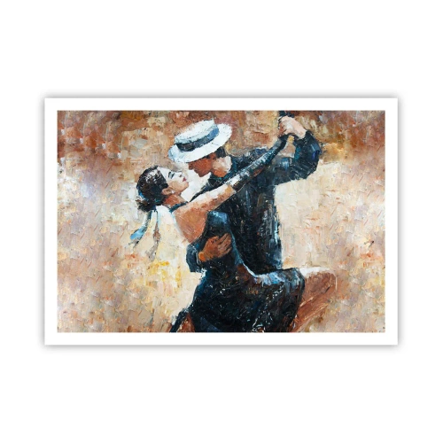 Póster - Una pareja bailando tango en un estilo romántico y elegante. - 100x70cm - Estilo Rudolf Valentino - Decoración de pared moderna para salón y dormitorio ARTTOR