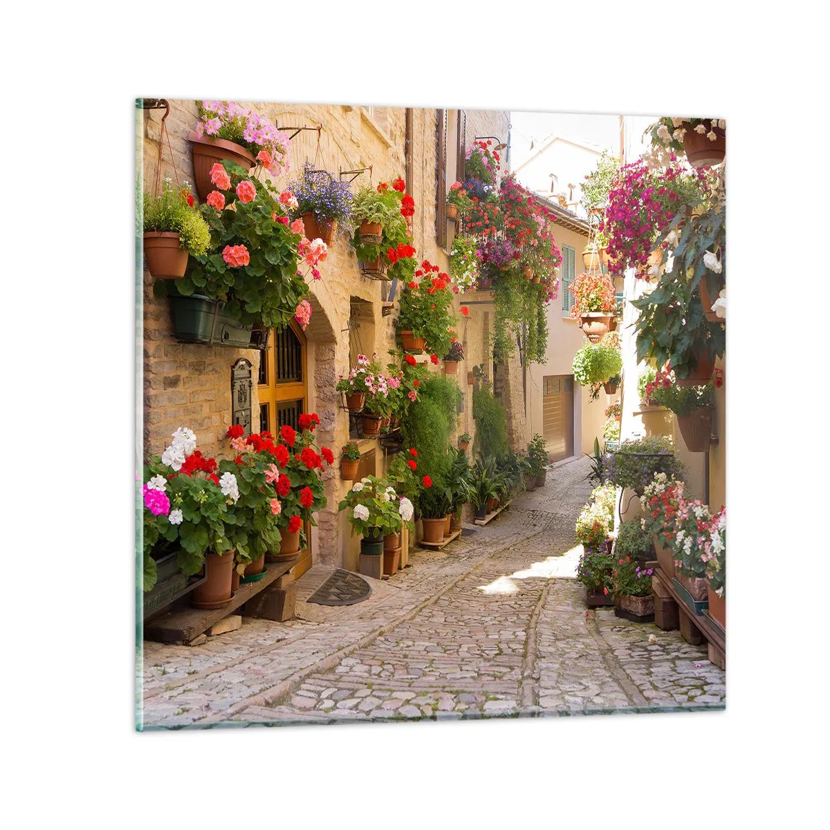 Cuadro sobre vidrio - Impresiones sobre Vidrio - En un torrente de flores - 60x60 cm