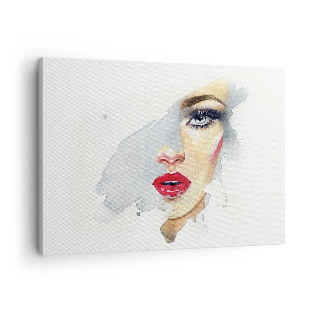 Cuadro sobre lienzo - Impresión de Imagen - Un retrato en acuarela de una mujer de mirada intensa. - 70x50cm - Reflejo en una gota de agua - Decoración de pared moderna para salón y dormitorio ARTTOR