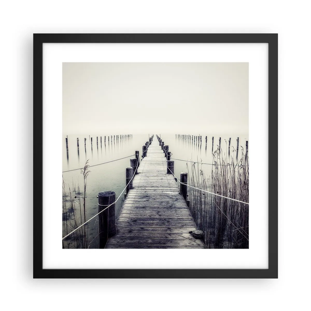 Póster en marco negro - Sumergirse en la paz - 40x40 cm