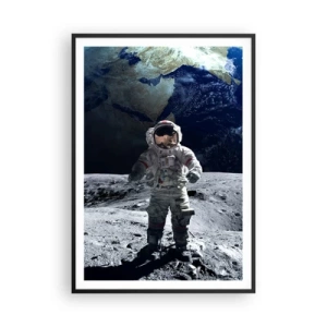 Póster en marco negro - Saludos desde la Luna - 70x100 cm
