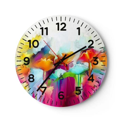 Reloj de pared - Reloj de vidrio - Un arco iris ha florecido - 40x40 cm