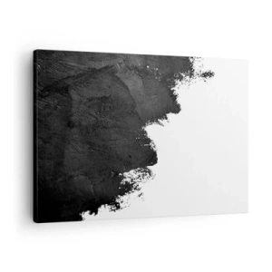 Cuadro sobre lienzo - Impresión de Imagen - Abstracción en blanco y negro con pinceladas contrastantes. - 70x50cm - Elementos: tierra - Decoración de pared moderna para salón y dormitorio ARTTOR
