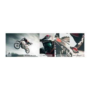 Muestra de fotomural autoadhesivo Deluxe Sticker - No hay diversión sin riesgo - motocross, Moto, Motociclista - 100x30 cm