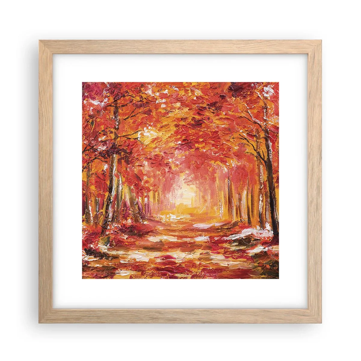 Póster en marco roble claro - Bosque de cobre - 30x30 cm