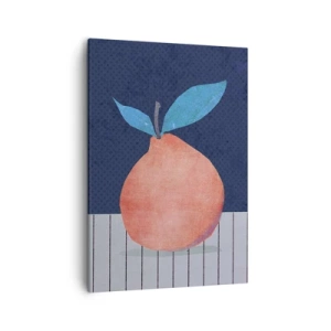 Cuadro sobre lienzo - Impresión de Imagen - Fruta abstracta sobre un fondo de colores contrastantes y líneas rectas. - 50x70cm - Convexidad y plano - Decoración de pared moderna para salón y dormitorio ARTTOR