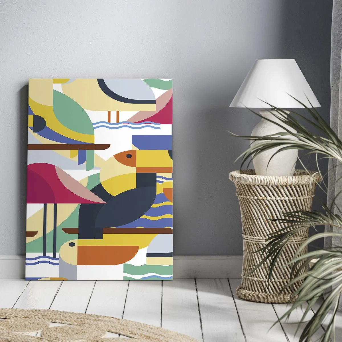 Cuadro sobre lienzo - Impresión de Imagen - Fiesta de las aves - 45x80 cm