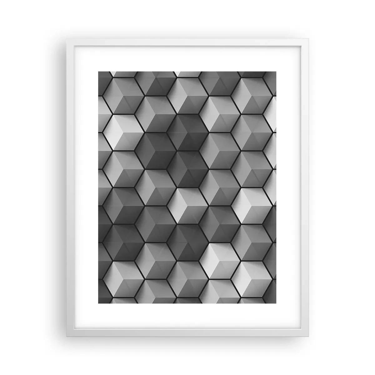 Póster en marco blanco - Rompecabezas cubista - 40x50 cm