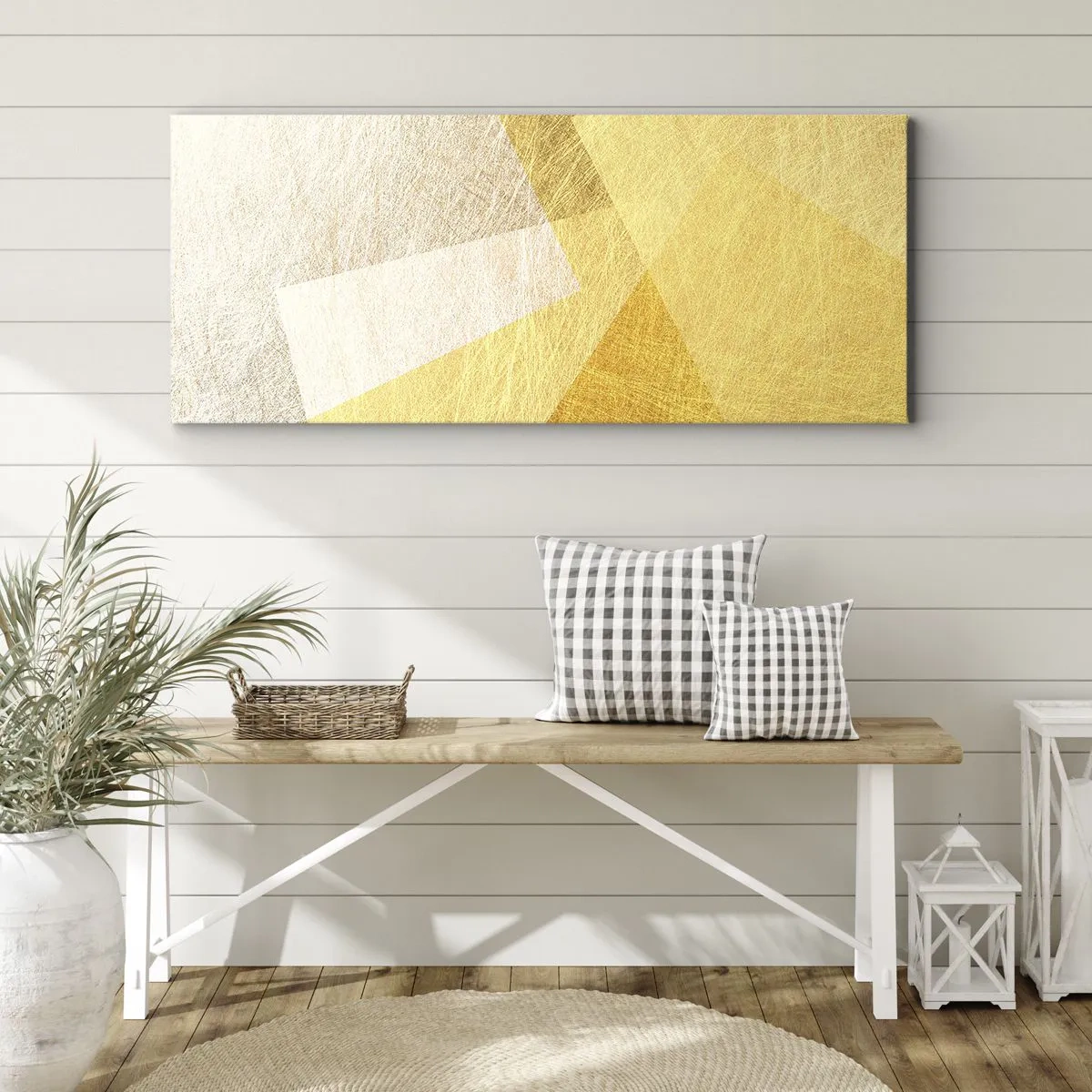 Cuadro sobre lienzo - Impresión de Imagen - Tiempo de geometría - 100x40 cm