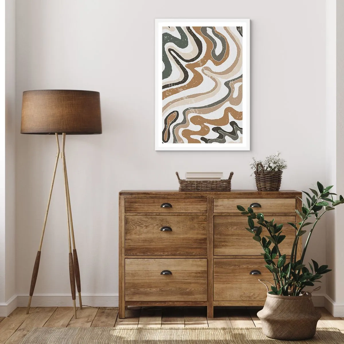 Póster en marco blanco - Meandros de colores terrosos - 61x91 cm