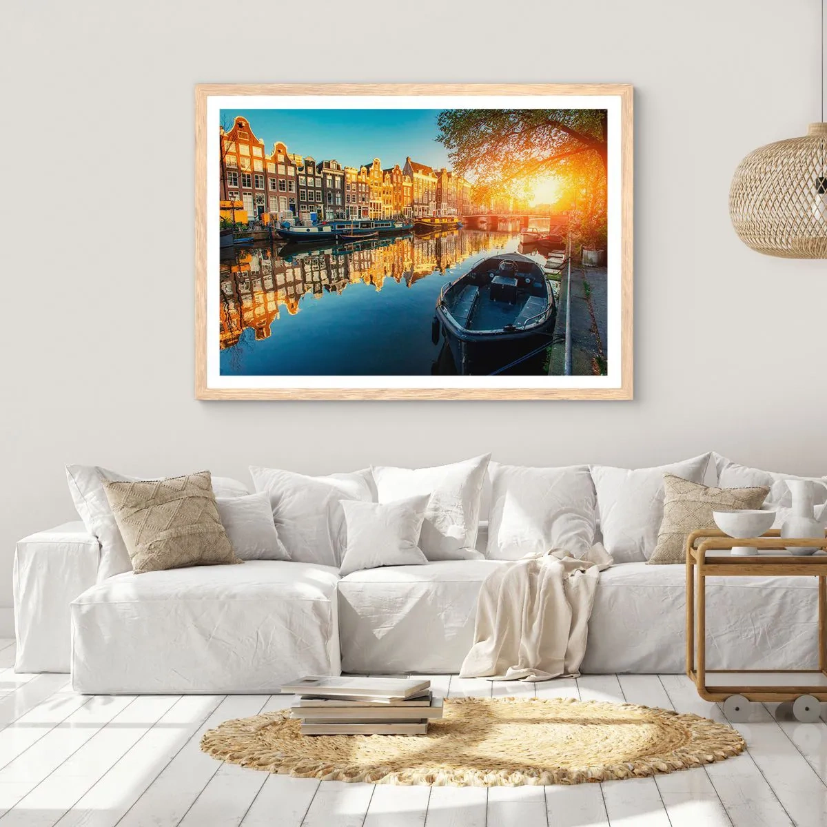 Póster en marco roble claro - Mañana en Ámsterdam - 100x70 cm