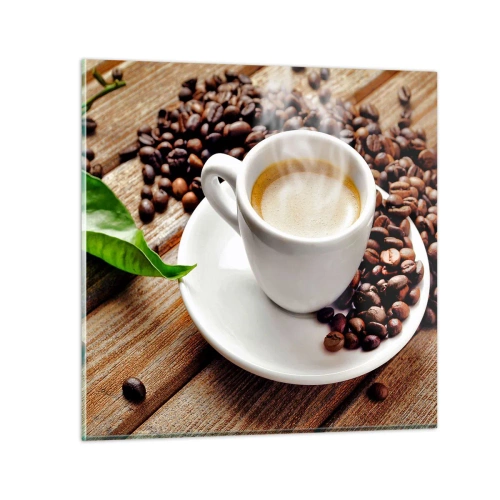 Cuadro sobre vidrio - Impresiones sobre Vidrio - Café en el banco - 30x30 cm