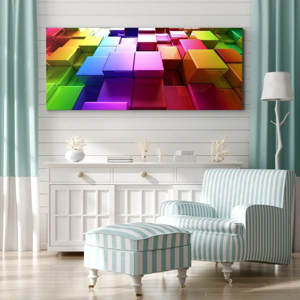 Cuadro sobre lienzo - Impresión de Imagen - Op-art en equipo - 100x40 cm