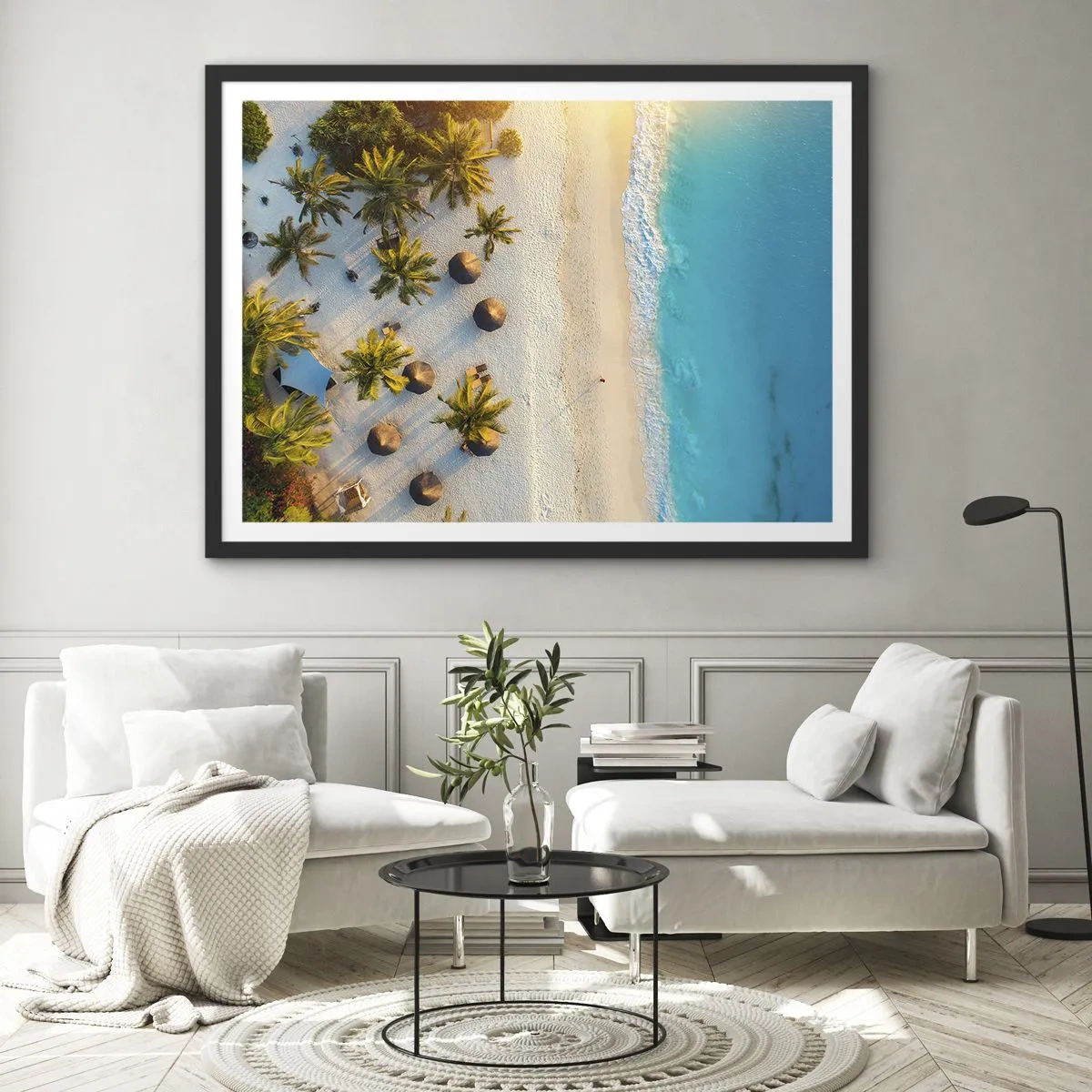 Póster en marco negro - Bienvenidos al paraíso - 50x40 cm