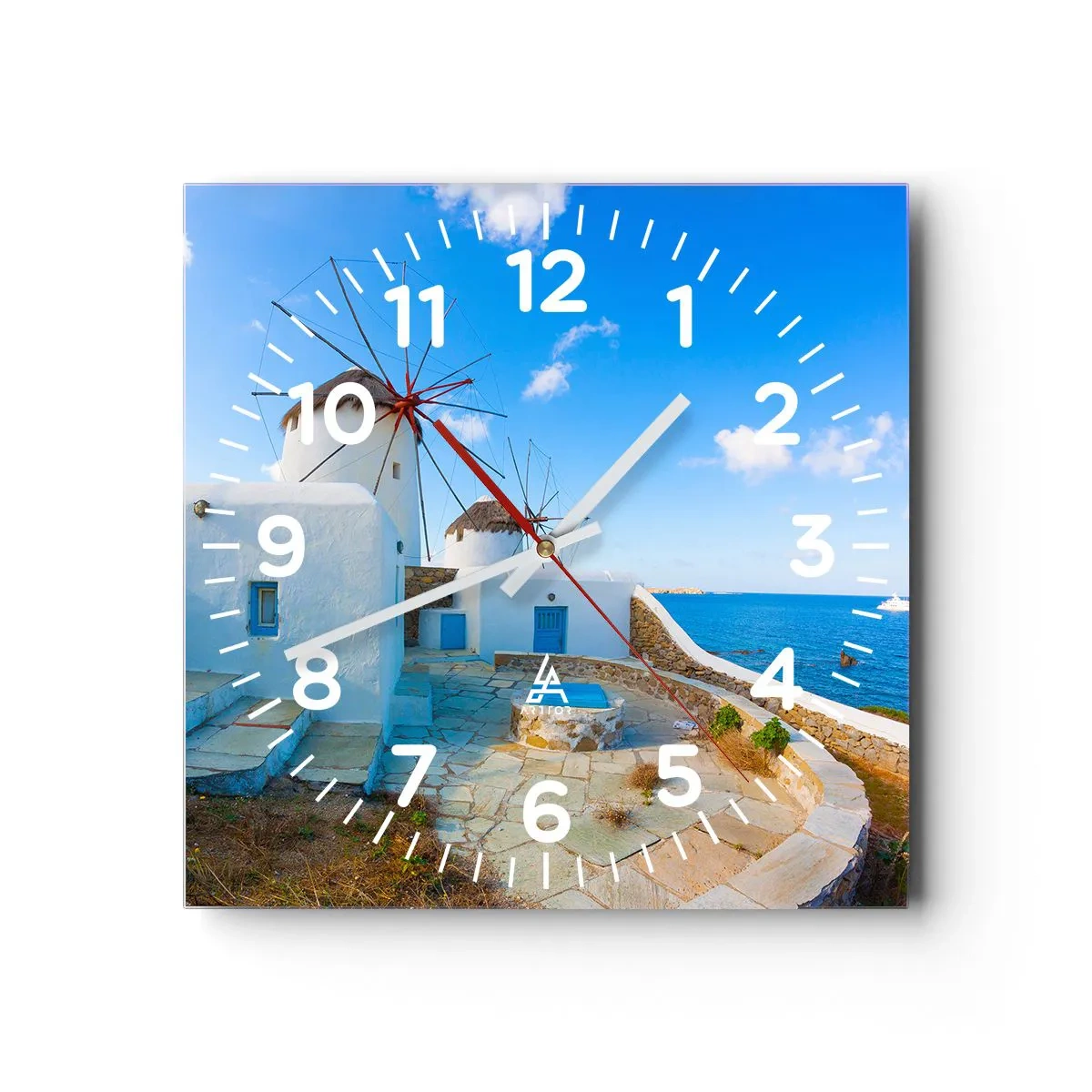 Reloj de pared - Reloj de vidrio - Viento azul marino - 40x40 cm