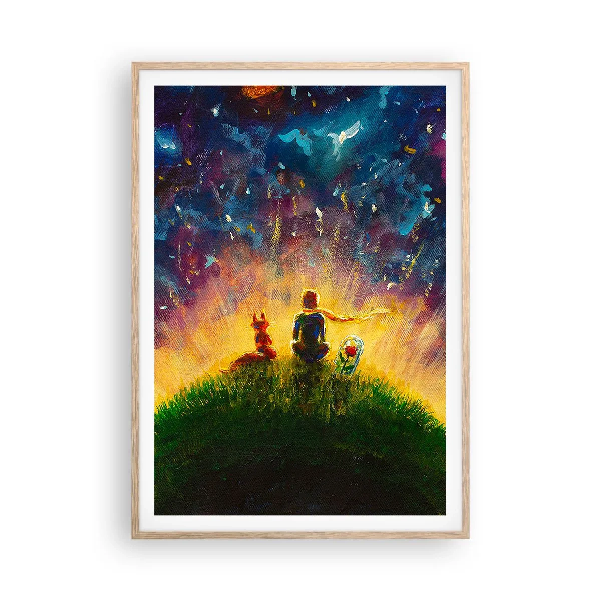 Póster en marco roble claro - Amor y amistad - lo único entero - 70x100 cm