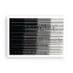 Póster - Composición abstracta de líneas en blanco y negro contrastantes. - 100x70cm - Ondas y vibraciones - Decoración de pared moderna para salón y dormitorio ARTTOR