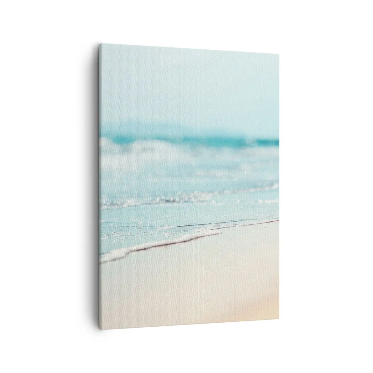 Cuadro sobre lienzo - Impresión de Imagen - Suaves olas del océano en una playa de arena - 50x70cm - Calor y brisa - Decoración de pared moderna para salón y dormitorio ARTTOR