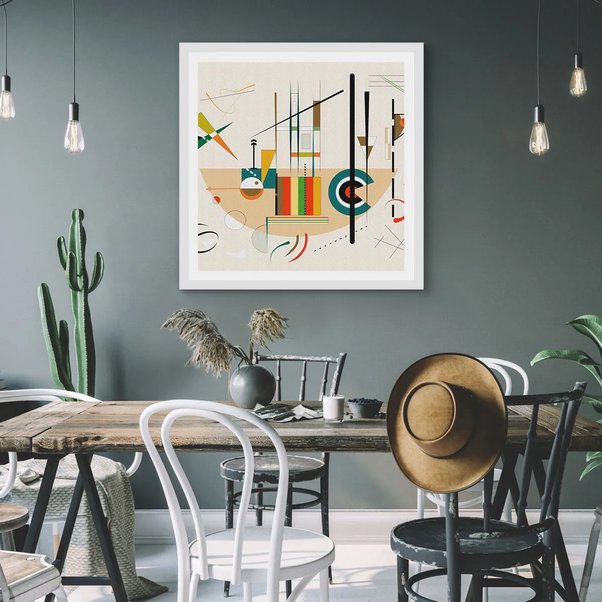 Póster en marco blanco - Y el mundo ríe - 60x60 cm