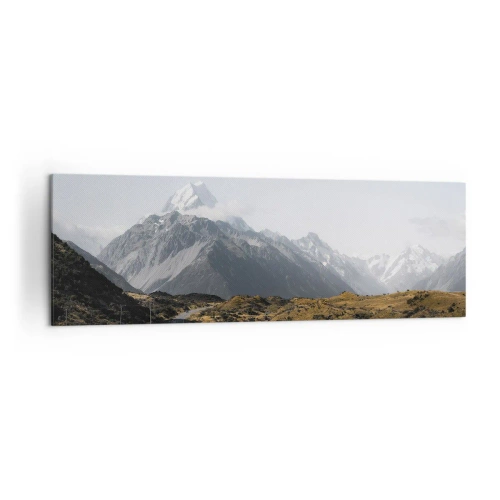 Cuadro sobre lienzo - Impresión de Imagen - Un camino en las montañas rodeado de un paisaje pintoresco. - 160x50cm - El camino al corazón de las montañas - Decoración de pared moderna para salón y dormitorio ARTTOR