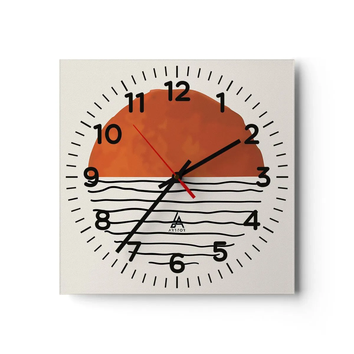 Reloj de pared - Reloj de vidrio - En un ambiente japonés - 40x40 cm