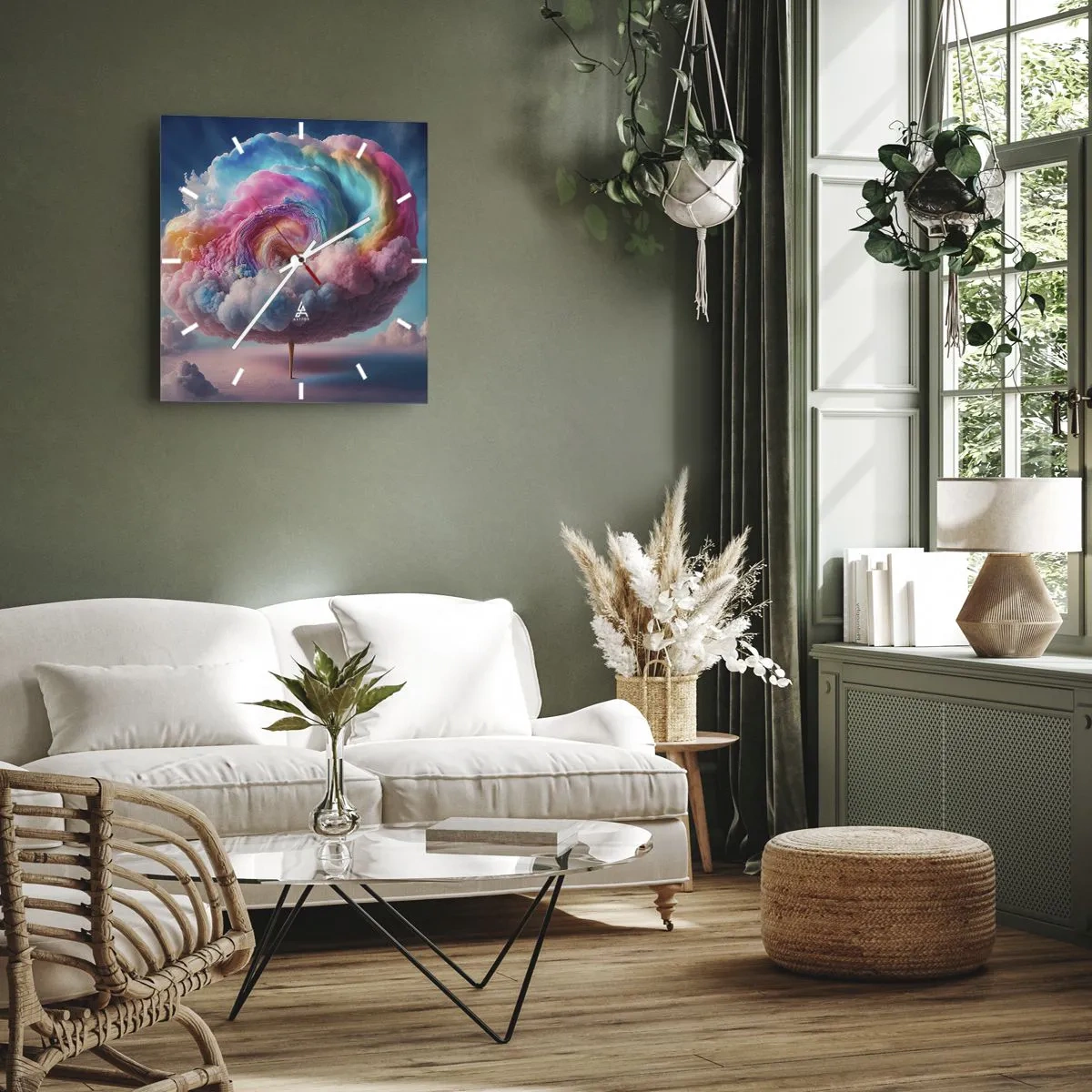 Reloj de pared - Reloj de vidrio - El sueño de un parque de atracciones - 40x40 cm