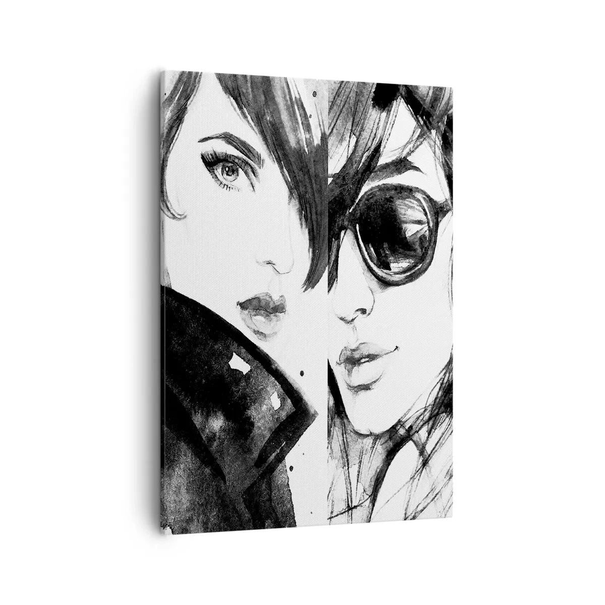 Cuadro sobre lienzo - Impresión de Imagen - Retratos elegantes de mujeres en tonos monocromáticos. - 50x70cm - La belleza multiplicada - Decoración de pared moderna para salón y dormitorio ARTTOR