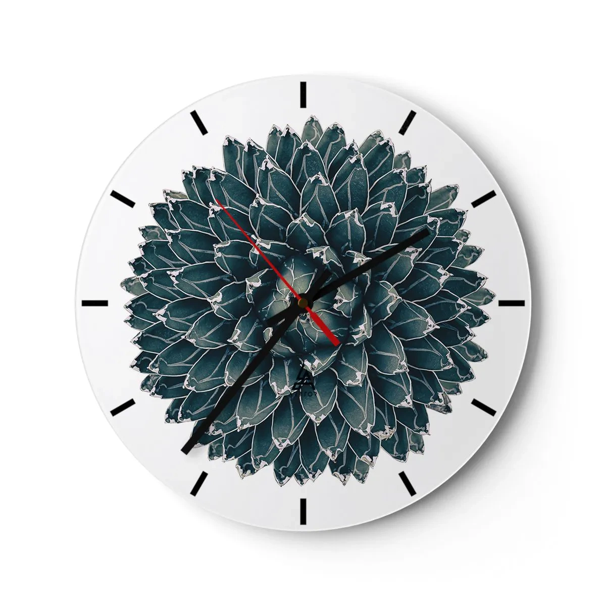 Reloj de pared - Reloj de vidrio - Roseta suculenta simétrica en tonos verdes. - 30x30cm - Estrella del desierto - Decoración de pared moderna para salón, cocina y dormitorio ARTTOR