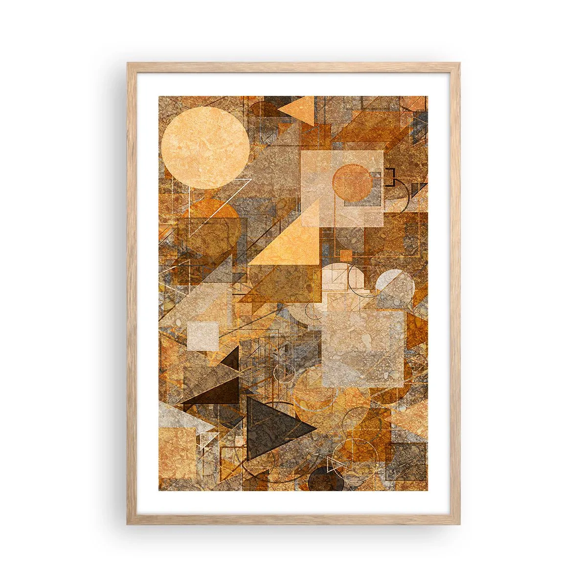 Póster en marco roble claro - Estudio cubista en bronce - 50x70 cm