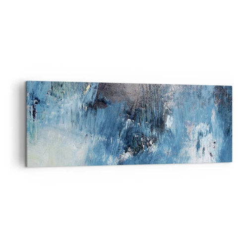 Cuadro sobre lienzo - Impresión de Imagen - Pinceladas abstractas en tonos azules - 140x50cm - Rapsodia celeste - Decoración de pared moderna para salón y dormitorio ARTTOR