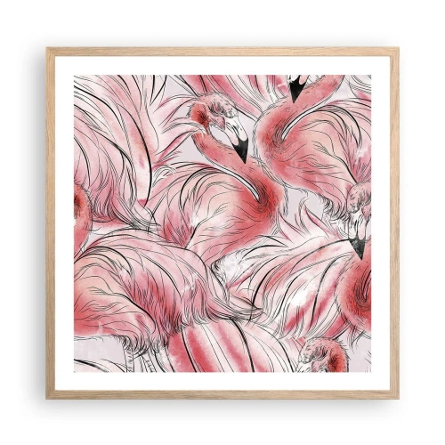 Póster en marco roble claro - Ballet de aves - 60x60 cm