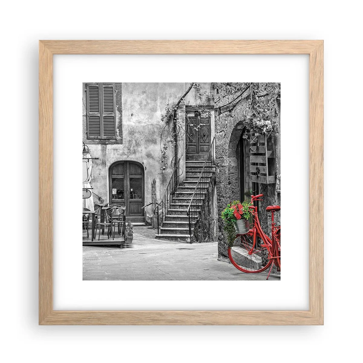 Póster en marco roble claro - Callejón de la Toscana - 30x30 cm