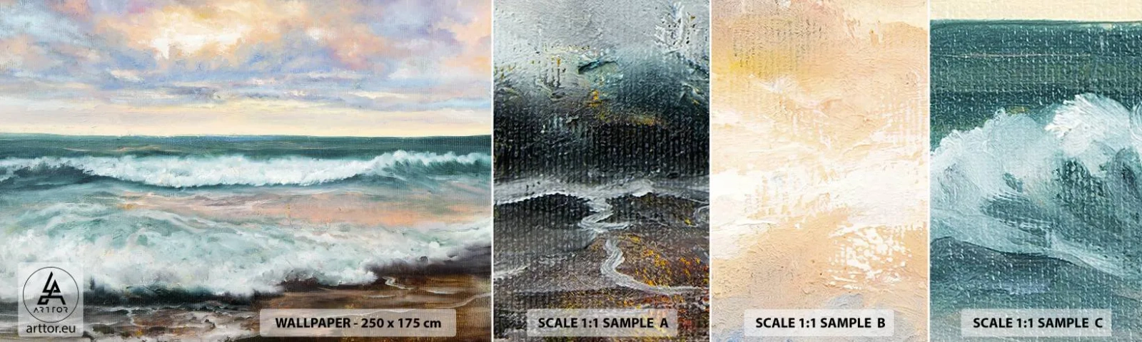 Muestra de fotomural autoadhesivo Deluxe Sticker - Aquí suavizarás tu alma - Paisaje, Mar, Playa - 100x30 cm