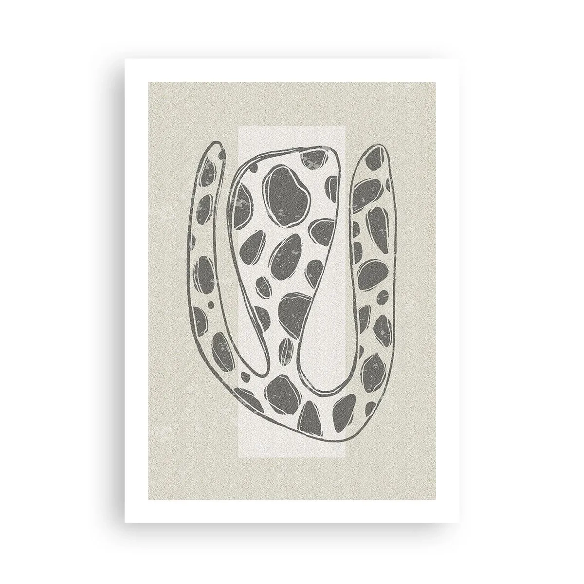 Póster - Forma orgánica abstracta en tonos de gris - 50x70cm - Una criatura extraña - Decoración de pared moderna para salón y dormitorio ARTTOR