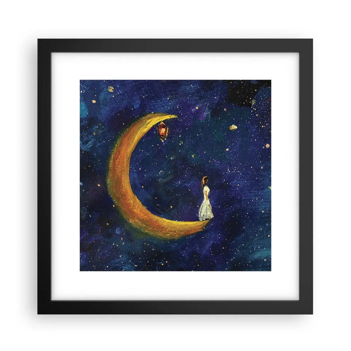 Póster en marco negro - La llamada de la Luna - 30x30 cm