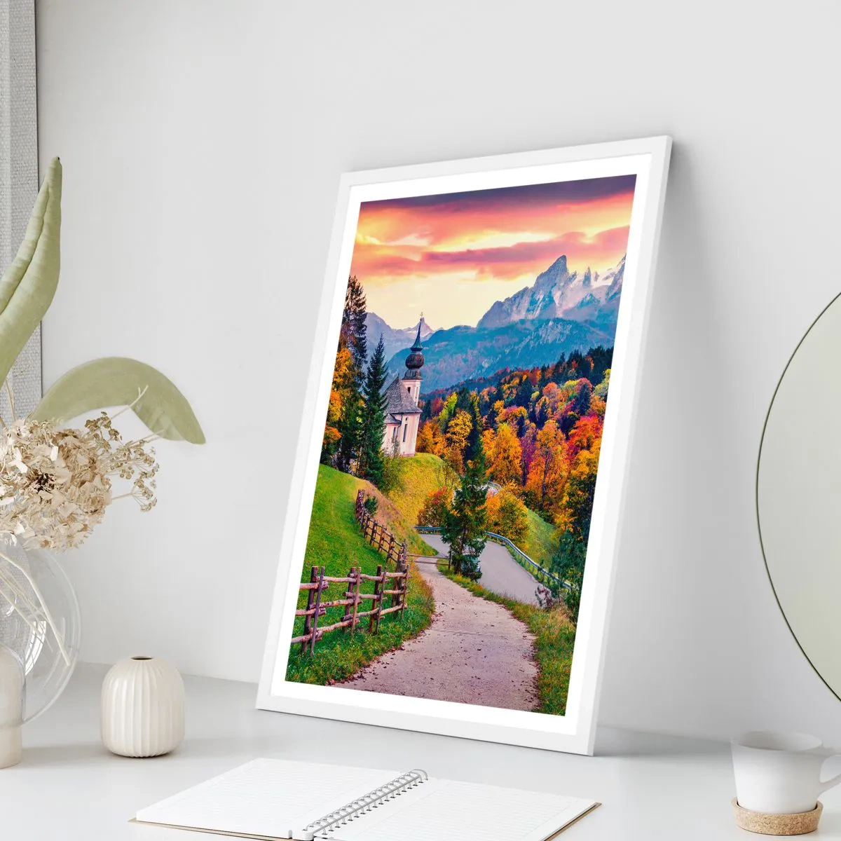 Póster en marco blanco - Paisaje como una pintura - 40x50 cm