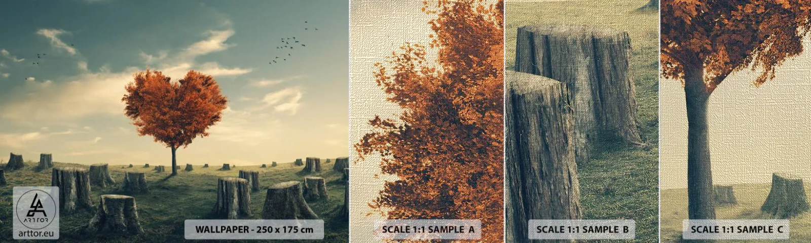 Muestra de fotomural Premium Canvas - Todavía hay esperanza - Abstracción, Paisaje, Árbol - 100x30 cm