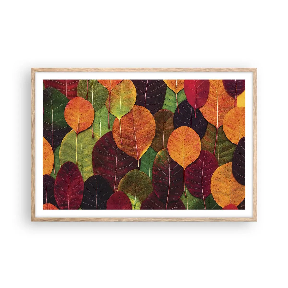 Póster en marco roble claro - Mosaico de otoño - 91x61 cm