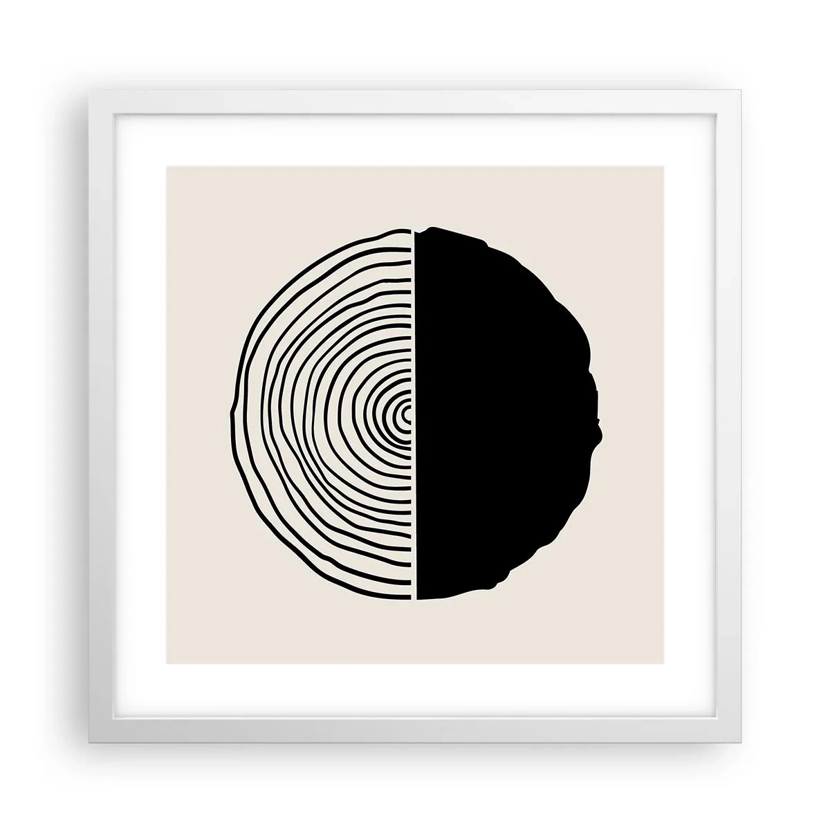 Póster en marco blanco - Mitad y mitad - 40x40 cm