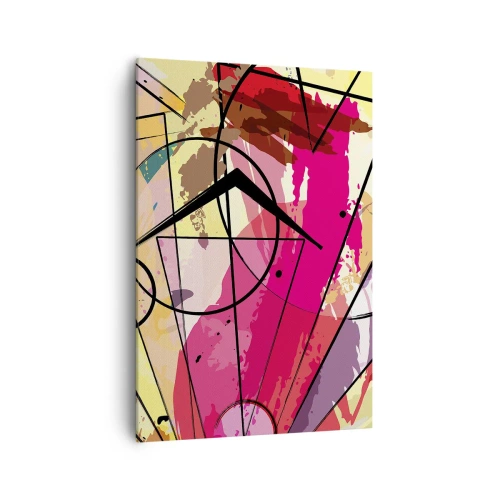 Cuadro sobre lienzo - Impresión de Imagen - Abstracción con líneas y formas geométricas. - 70x100cm - Explosión - Decoración de pared moderna para salón y dormitorio ARTTOR