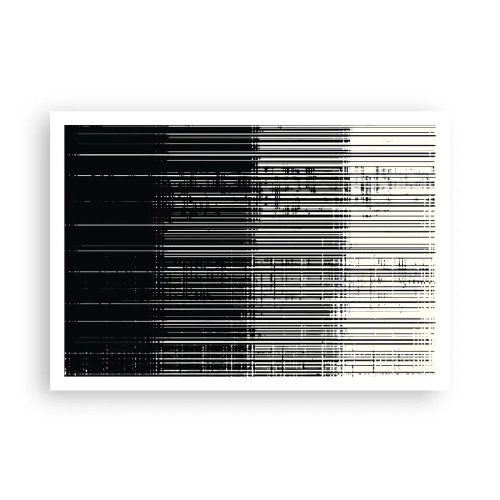 Póster - Composición abstracta de líneas en blanco y negro contrastantes. - 100x70cm - Ondas y vibraciones - Decoración de pared moderna para salón y dormitorio ARTTOR