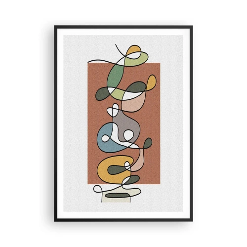 Póster en marco negro - Abstracción: una maraña de colores - 70x100 cm